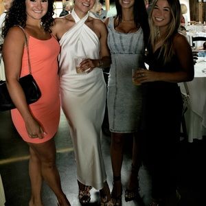 Jasmine Halter Midi Dress Ivory Luxe Satin M